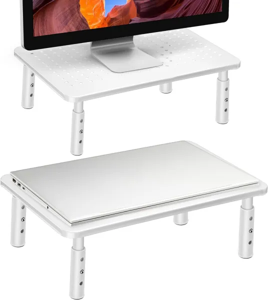 Stojan na monitor notebooku MULING biely + zásuvka