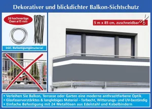 WENKO Zástěna na balkon Antracit s pruhem