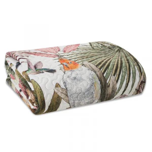 ArtFir Prikrývka na posteľ PARROT | zelená/ružová 170 x 210 cm