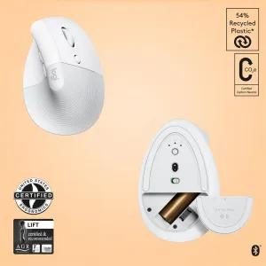 Logitech Lift for Mac Vertical Ergonomická Bezdrôtová Myš, BIela