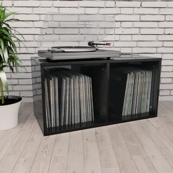 Úložný box na LP dosky drevotrieska Dekorhome Černá