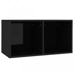 Úložný box na LP dosky drevotrieska Dekorhome Černá