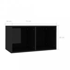 Úložný box na LP dosky drevotrieska Dekorhome Černá