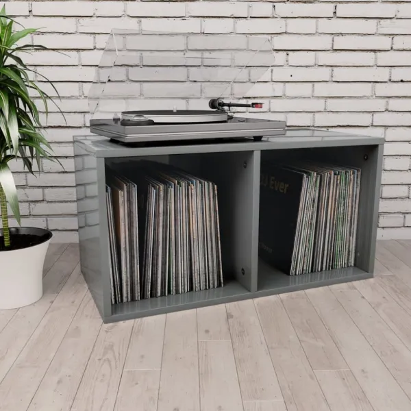 Úložný box na LP dosky drevotrieska Dekorhome Černá