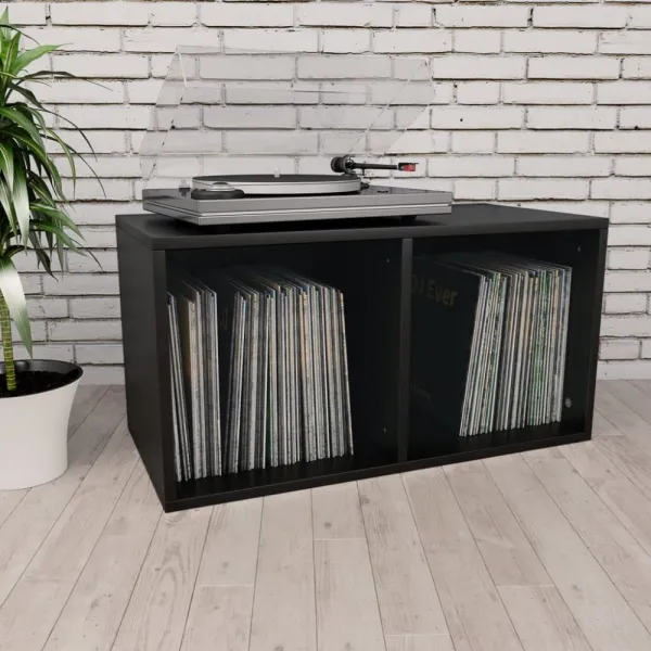 Úložný box na LP dosky drevotrieska Dekorhome Černá