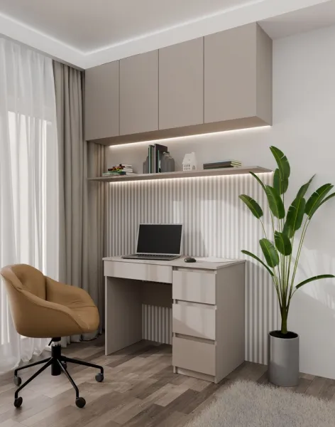 TP Living Písací stôl Mijas 98 cm pravý kávové latté