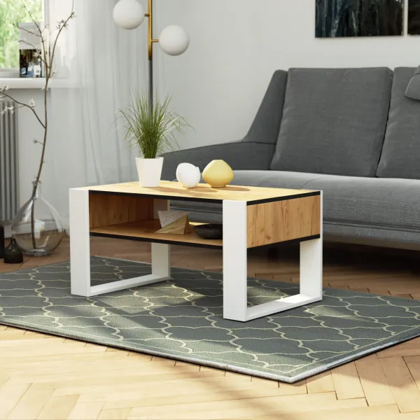 Ak furniture Konferenční stolek DOMI dub craft zlatý/bílý