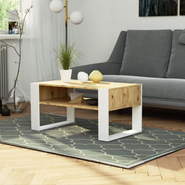 Ak furniture Konferenční stolek DOMI dub artisan/bílý