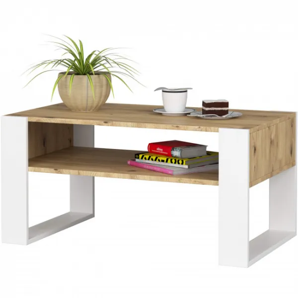 Ak furniture Konferenční stolek DOMI dub artisan/bílý