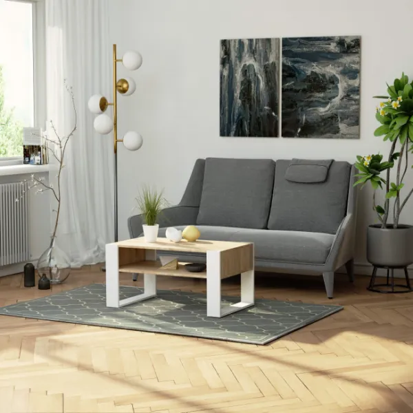 Ak furniture Konferenčný stolík DOMI dub sonoma/biely