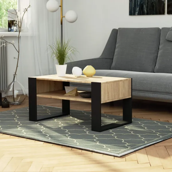 Ak furniture Konferenčný stolík DOMI dub sonoma/čierna