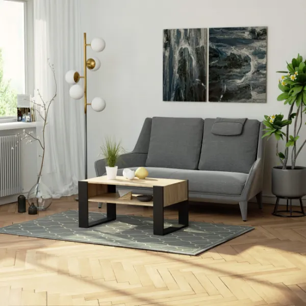 Ak furniture Konferenčný stolík DOMI dub sonoma/čierna