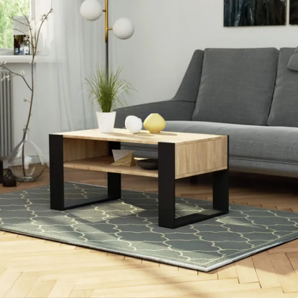 Ak furniture Konferenčný stolík DOMI dub sonoma/čierna