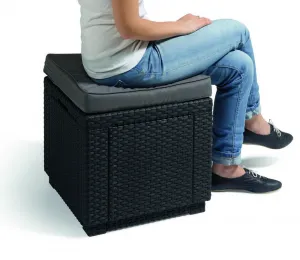 KETER Taburetka STOOL CUBE | hnedá/sivohnedá poduška
