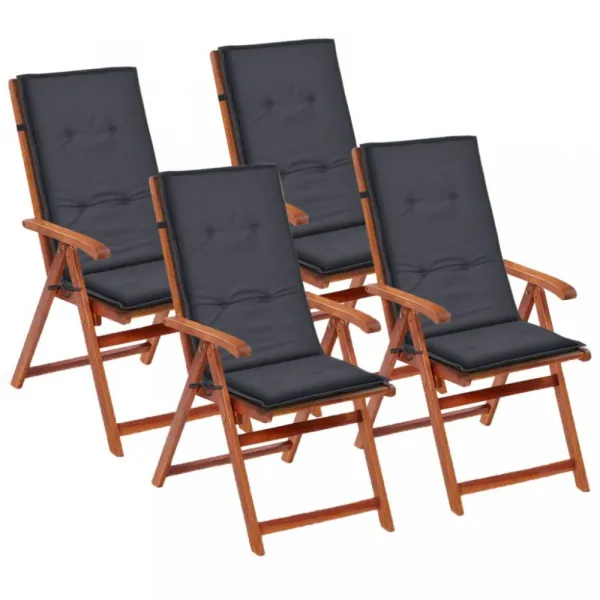 vidaXL Podložky na záhradné stoličky, vysoké operadlo 4 ks 120x50x3 cm