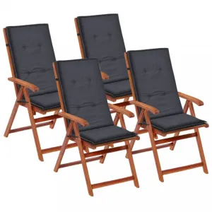vidaXL Podložky na záhradné stoličky, vysoké operadlo 4 ks 120x50x3 cm