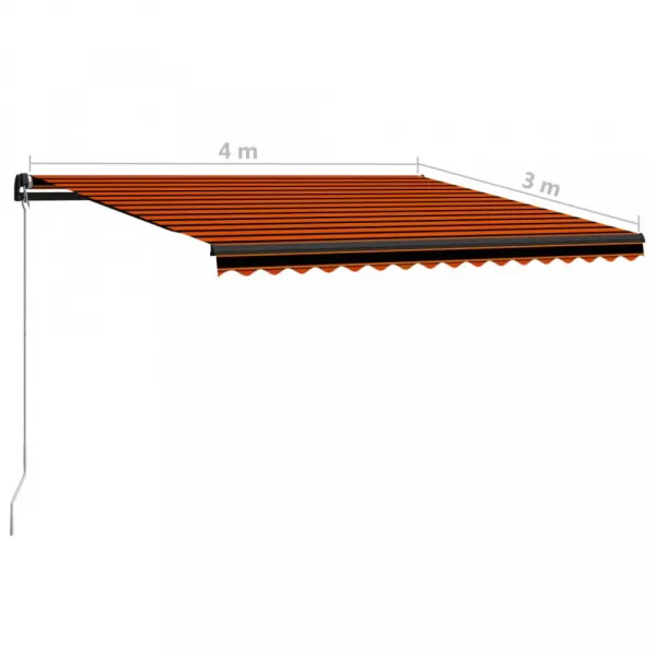 Ručne zaťahovacia markíza s LED svetlom 400x300 cm Dekorhome Bílá / modrá