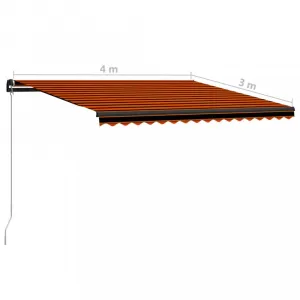 Ručne zaťahovacia markíza s LED svetlom 400x300 cm Dekorhome Bílá / modrá