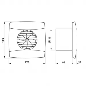 CATA - UC-12 TH kúpeľňový ventilátor axiálny s automatom, 12W, potrubie 120, čierna 01302200