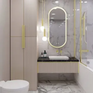 Tutumi Oválné dotykové zrcadlo s LED osvětlením OVL I. 50x100 cm zlaté