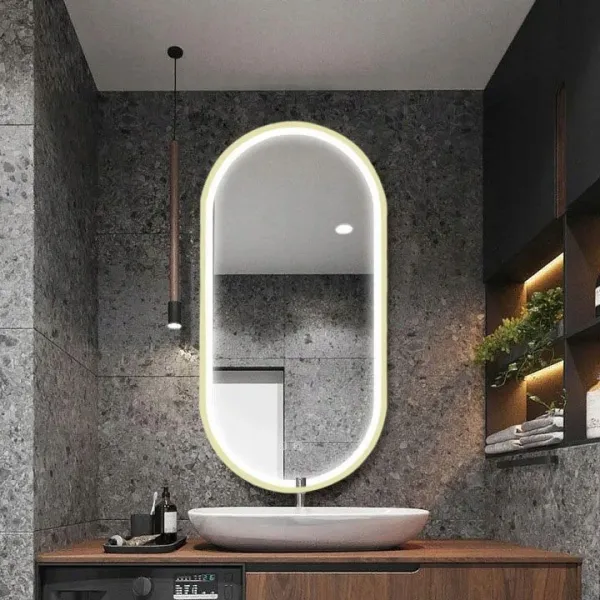 Tutumi Oválné dotykové zrcadlo s LED osvětlením OVL I. 50x100 cm zlaté