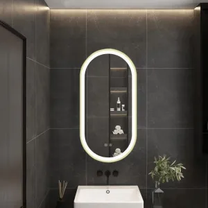 Tutumi Oválné dotykové zrcadlo s LED osvětlením OVL I. 50x100 cm zlaté