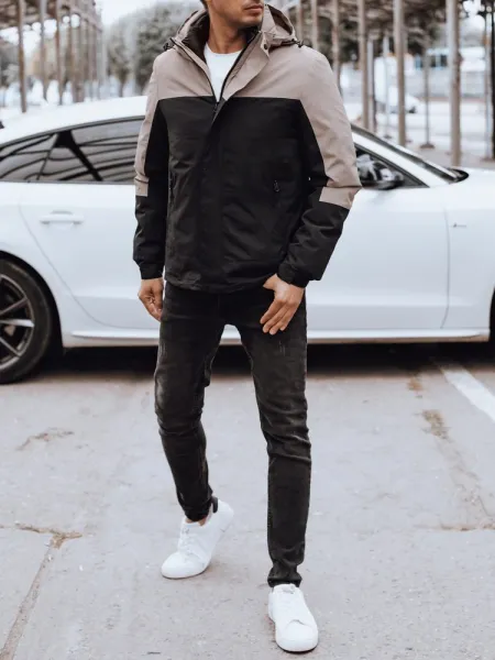 Trendy bunda s kapucňou pre pánov čierna