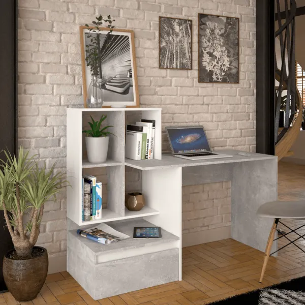 PC stôl s regálom NEREO NEW Tempo Kondela Dub artisan