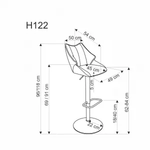 Barová stolička H122 Halmar Šedá