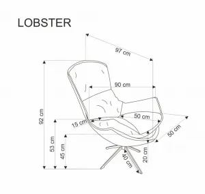 Otočné kreslo LOBSTER Halmar