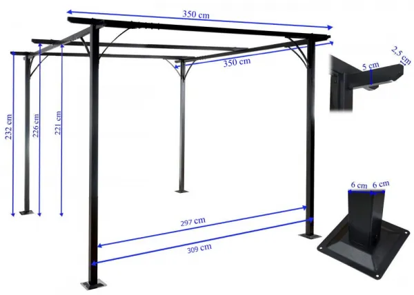 Pergola se stahovací střechou 3,5x3,5 m Dekorhome
