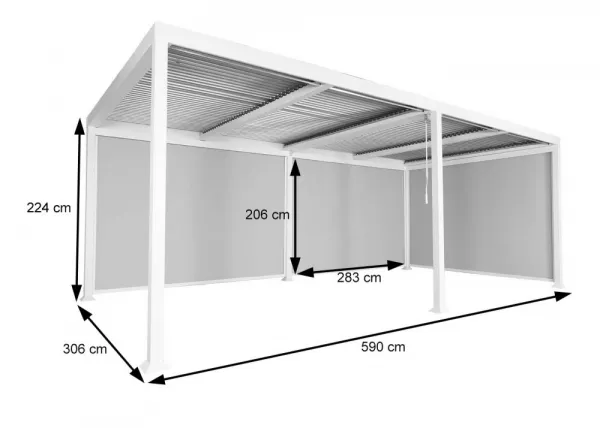 Bioklimatická pergola HWC-L46 3x6 so 3 bočnými stenami