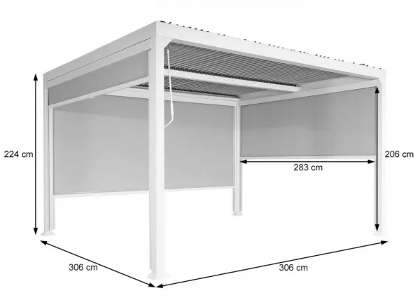 Bioklimatická pergola HWC-L41 3x3 so 3 bočnými stenami