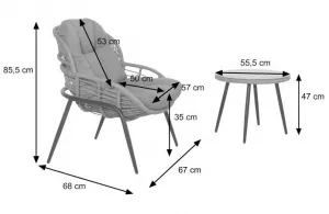 Záhradná balkónová súprava 3 ks Dekorhome