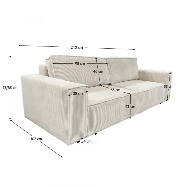 Rozkladacia pohovka HARPERA BIG SOFA Tempo Kondela Krémová