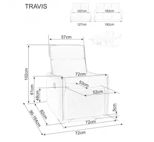 Dvojité polohovacie kreslo TRAVIS VELVET 2 Signal Béžová