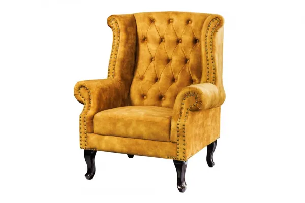 Chesterfield kreslo MIDAS Dekorhome Horčicová