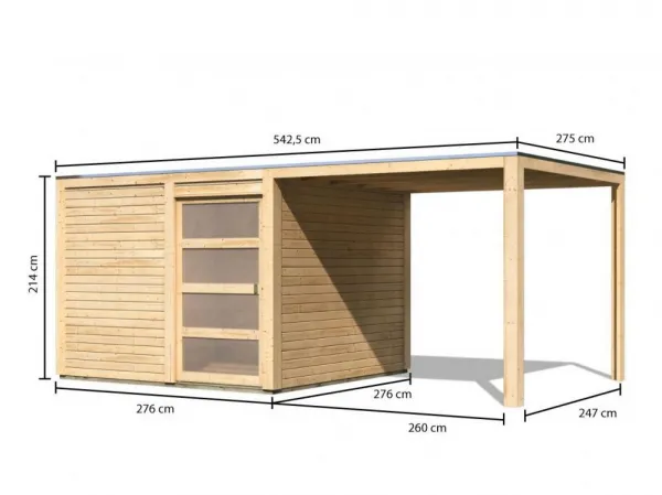 Drevený záhradný domček QUBIC 2 s prístavkom 270 Lanitplast