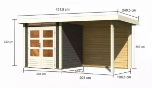 Drevený záhradný domček KANDERN 1 s prístavkom 235 Lanitplast