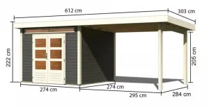 Drevený záhradný domček KANDERN 6 s prístavkom 320 Lanitplast