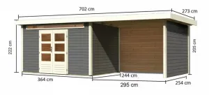 Drevený záhradný domček KANDERN 7 s prístavkom 320 Lanitplast