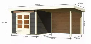 Drevený záhradný domček KANDERN 6 s prístavkom 320 Lanitplast