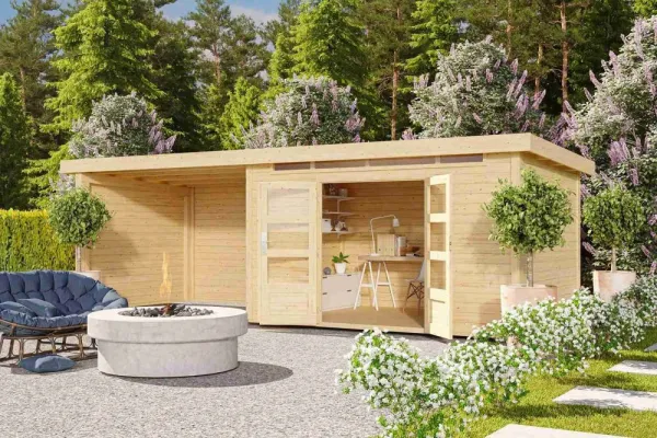 Drevený záhradný domček KANDERN 7 s prístavkom 320 Lanitplast