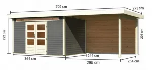 Drevený záhradný domček KANDERN 7 s prístavkom 320 Lanitplast