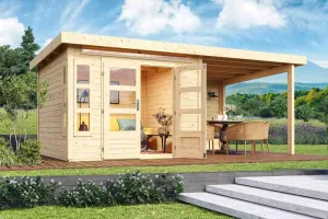 Drevený záhradný domček KASTORF 6 s prístavkom 320 Lanitplast