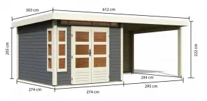 Drevený záhradný domček KASTORF 6 s prístavkom 320 Lanitplast
