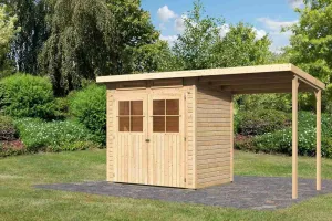 Drevený záhradný domček GLUCKSBURG 2 s prístreškom 190 Lanitplast