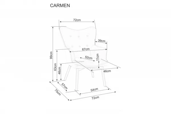 Signal Kreslo CARMEN VELVET Farba: Čierna / Bluvel 19