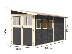 Drevený záhradný domček WANDLITZ 181x442 cm Lanitplast