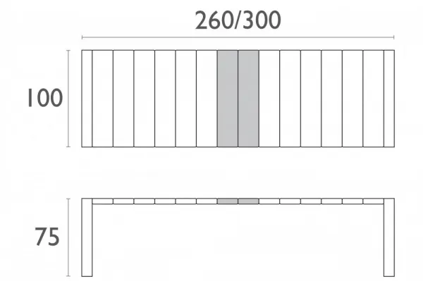 Rozkladací záhradný stôl 260+40 cm